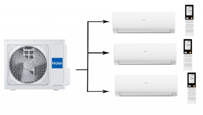Мульти сплит система на 3 комнаты Haier 3U55S2SR5FA/AS25S2SF2FA-W*3шт 
