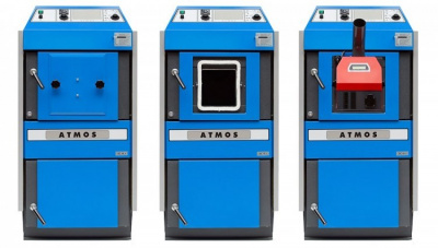 Твердотопливный котел Атмос АC25S с инсталляцией для горелки А25 