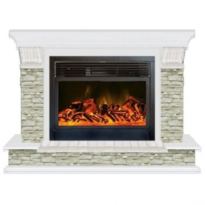 Glenrich Панорама 28 (New flame) камень-Грот однотонный/цвет-Белый