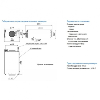 Форсуночный увлажнитель Breezart 1000 HumiEL / 0-2,5-220 
