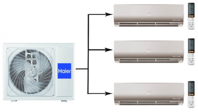 Мульти сплит система на 3 комнаты Haier 3U70S2SR5FA/AS25S2SF2FA-G*3шт 