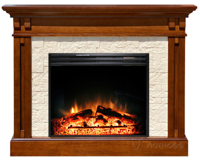 Royal Flame Cambridge Umbra Grey камень бежевый с очагом Jupiter FX New (тёмный дуб)